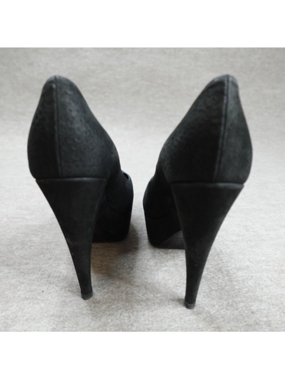YSL Womens Pumps 7.5 Black Aliama Lizard Emboss Yves Saint Laurent Made in Italy - Picture 4 of 10